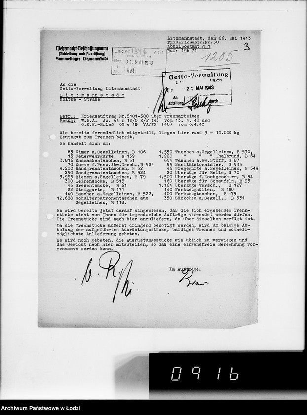 Obraz 7 z jednostki "Auftrag 588.Trennmaterial"