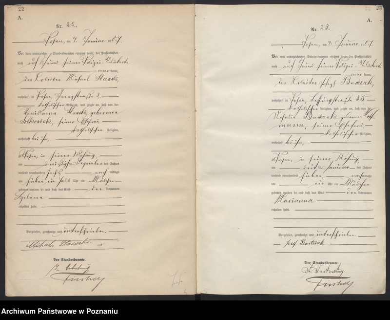 Obraz 14 z jednostki "Księga miejscowa urodzeń tom I [Rejestr główny urodzeń]"