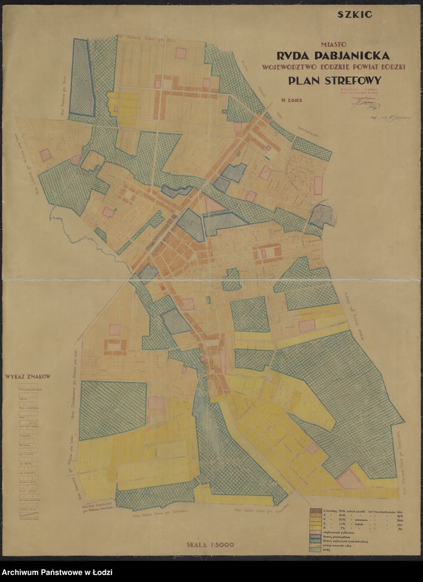 Obraz 1 z jednostki "Szkic. Miasto Ruda Pabianicka województwo łódzkie powiat łódzki. Plan strefowy"