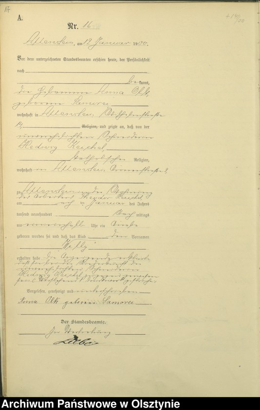 image.from.unit.number "Geburts-Haupt-Register Tom I,Nr 1 - 394"