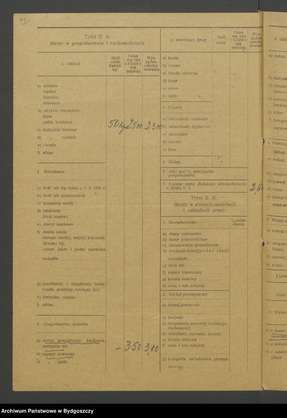 image.from.unit.number "Kwestionariusz dotyczący rejestracji szkód wojennych, nr 121-180"