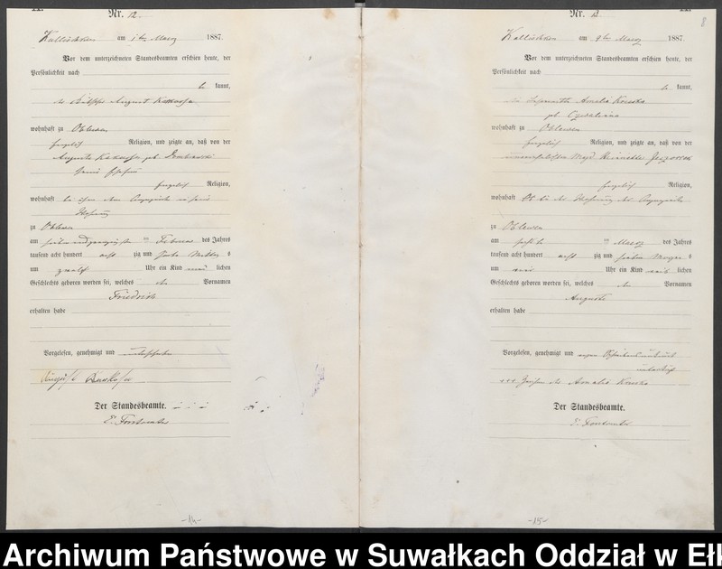 image.from.unit.number "Geburts-Haupt-Register des Königlichen Preussischen Standes-Amtes Kallischken Kreis Johannisburg"