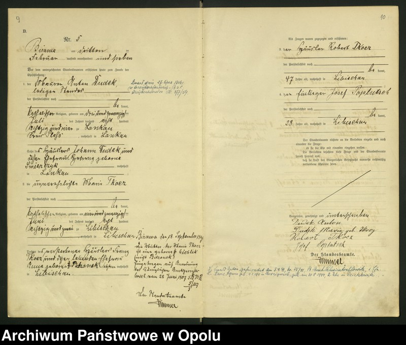 image.from.unit.number "Urząd Stanu Cywilnego Bierawa Księga małżeństw rok 1907-09"