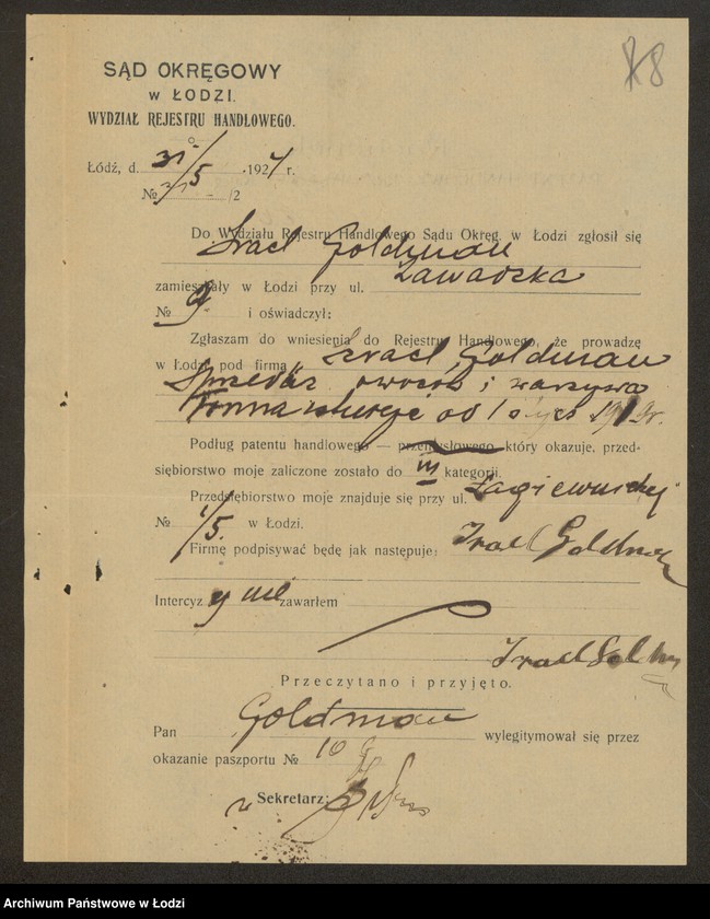 Obraz 10 z jednostki "Izrael Goldman- sprzedaż owoców i tow. kolonialnych"