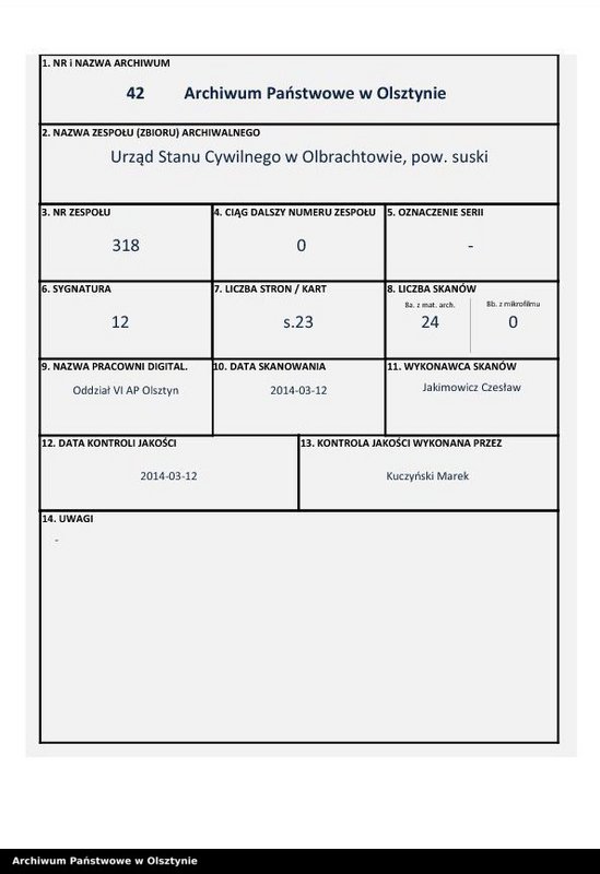 Obraz 1 z jednostki "Sterbe-Neben-Register Nr 1 - 22"