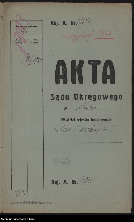 Obraz 2 z jednostki "Sara Wajnryter i Uszer Litke- sprzedaż towarów manufakturowych"