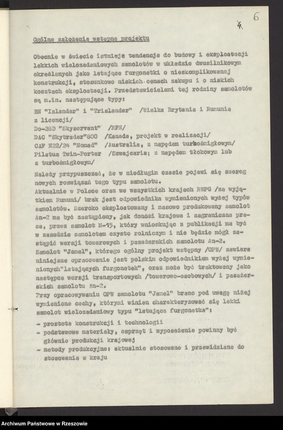 image.from.unit.number "Ogólny projekt ,wstępny "JAMEL" - lekki samolot wielozadaniowy ."