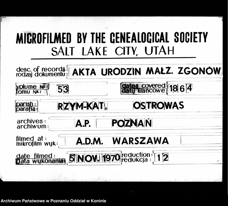 Obraz 1 z jednostki "Księga urodzeń, małżeństw i zgonów"