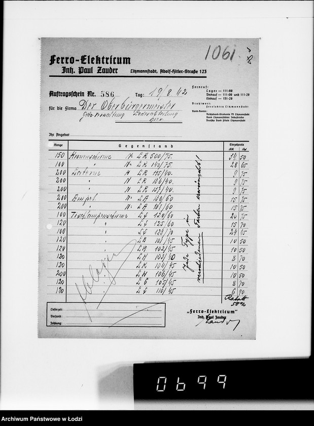 Obraz 13 z jednostki "Lampenschirme. [Dostawa dla firmy Ferro-Elektrikum]"