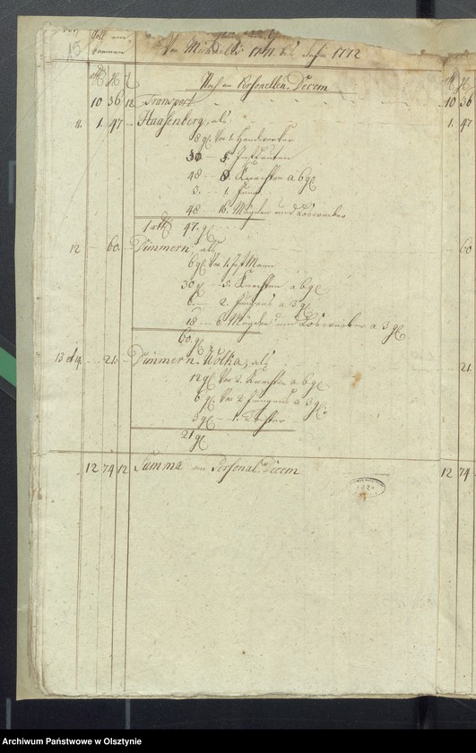 image.from.unit.number "Kobultische Kirchen Jahres Rechnung über Einnahme und Ausgabe Geld"