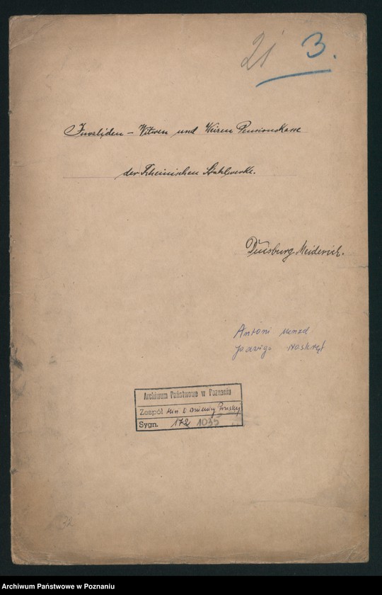 Obraz 2 z jednostki "Invaliden - Wittwen und Weisen Pensionskasse [odwołanie do Ministerstwa]"