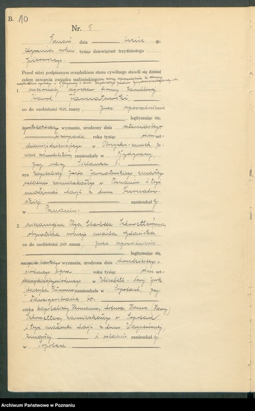 Obraz 11 z jednostki "Księga miejscowa małżeństw tom I [Rejestr główny małżeństw]"