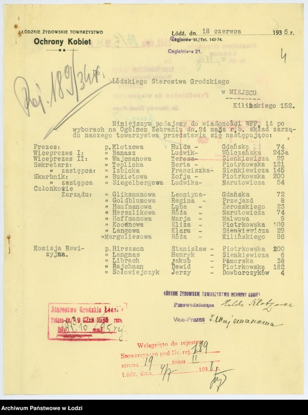 Obraz 7 z jednostki "Łódzkie Żydowskie Towarzystwo Ochrony Kobiet w Łodzi"