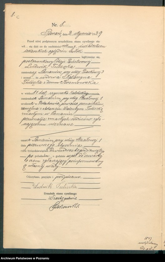 Obraz 10 z jednostki "Księga miejscowa zgonów tom I [Rejestr główny zgonów]"