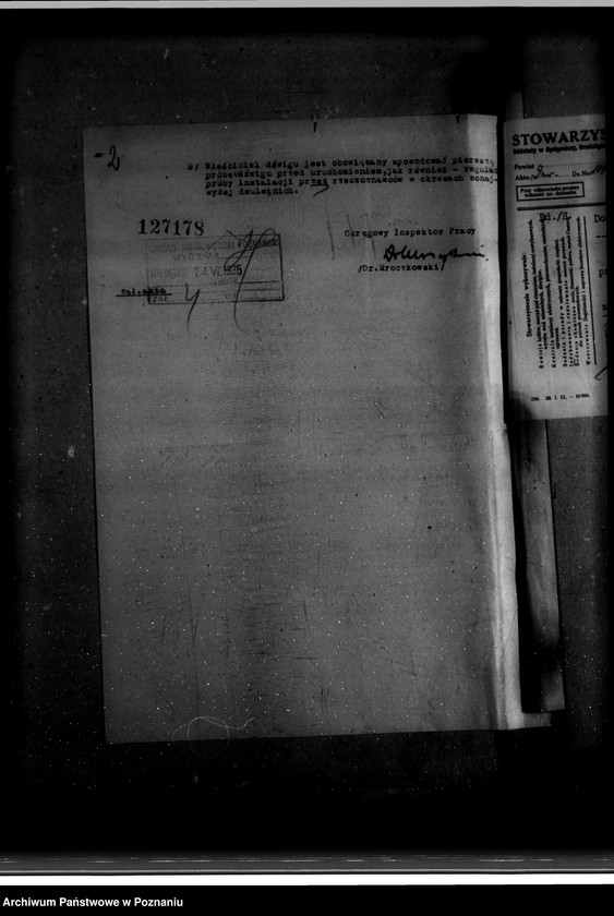 Obraz 6 z jednostki "Zatwierdzenie zakładu przemysłowego /urządzenia dźwigu/ Bystrzyckiego w Orzechowie Zjednoczone Fabryki Przeróbki Drzewa"