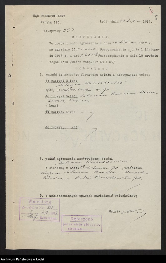 Obraz 7 z jednostki "Salomon Herschkowicz- skład sukna i kortów"