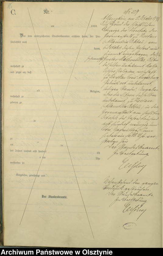 image.from.unit.number "Sterbe-Haupt-Register Tom II,Nr 316 - 463"