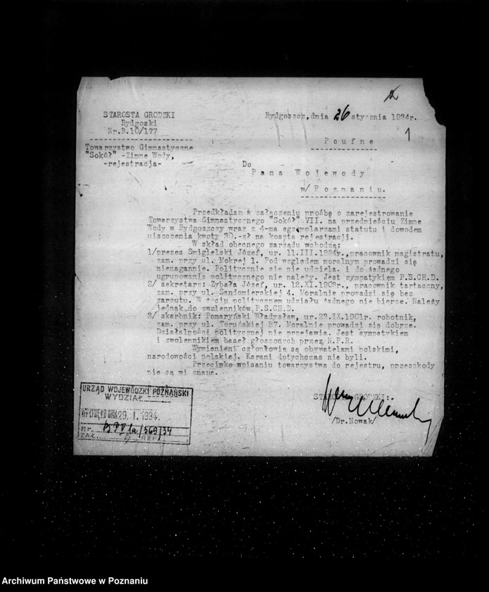 Obraz 5 z jednostki "/Towarzystwo Gimnastyczne Sokół VII Bydgoszcz /Zimne Wody i Małe Bartodzieje/ - rejestracja/"