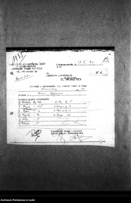 Obraz 18 z jednostki "[Kuchnia, ul. Brzezińska 10. Działalność kuchni, personel, konsumenci, kontrole]"