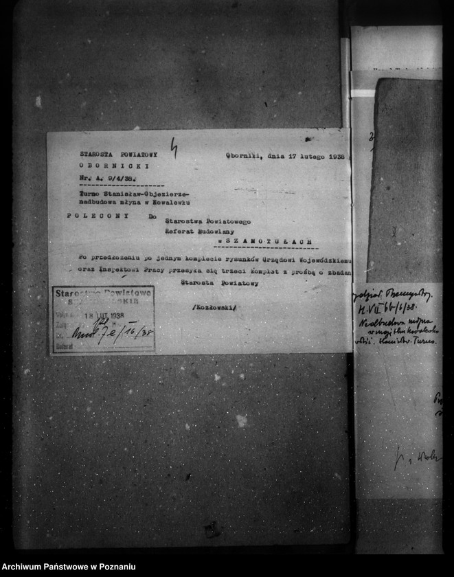 Obraz 8 z jednostki "Młyn wodno-motorowy w Kowalewku pow. obornicki /zatwierdzenie nadbudowy/"