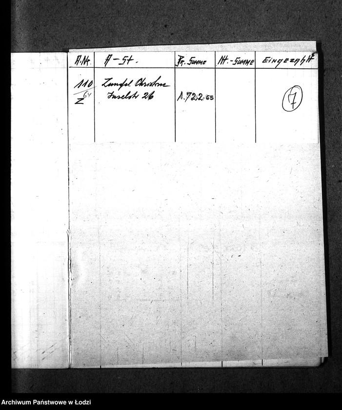 Obraz 10 z jednostki "[Spis obywateli polskich i niemieckich domagających się wypłaty komornego z ich domów znajdujących się w getcie]"