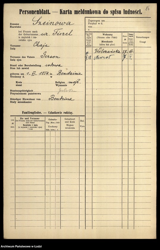Obraz 18 z jednostki "[Spis ludności Łodzi] Szen-Szenfeld"