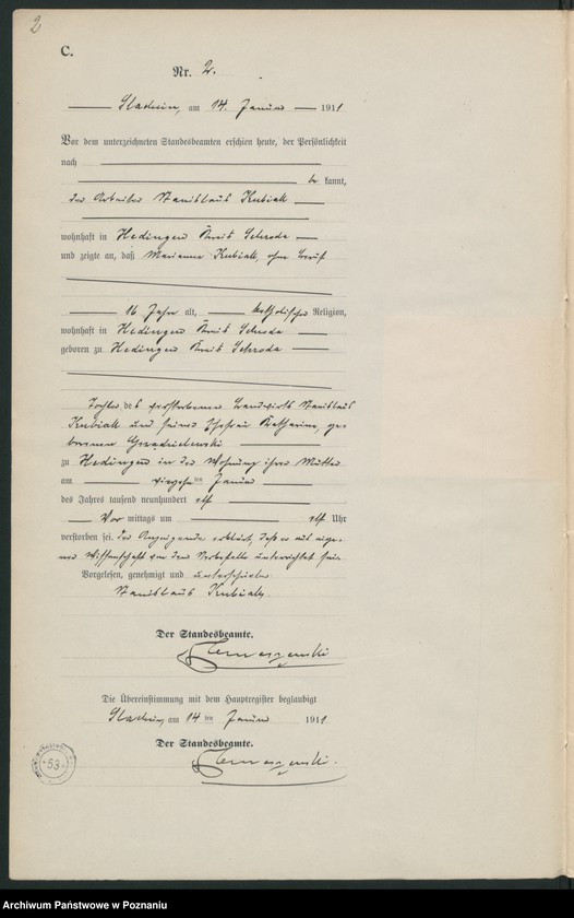 Obraz 5 z jednostki "Sterbe-Neben-Register"