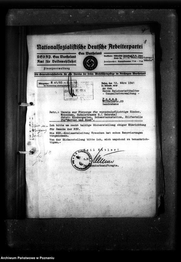 Obraz 5 z jednostki "Verein zur Fürsorge für vorschulpflichtinge Kinder, Wreschen, Schulstrasse 9."