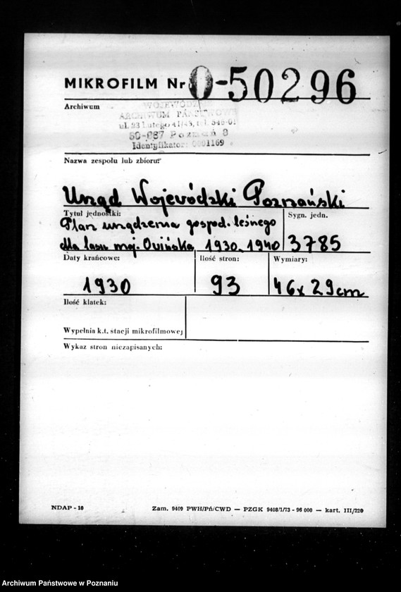 Obraz 2 z jednostki "Program urządzenia gospodarstwa leśnego lasu majętności Owińska powiat poznański"