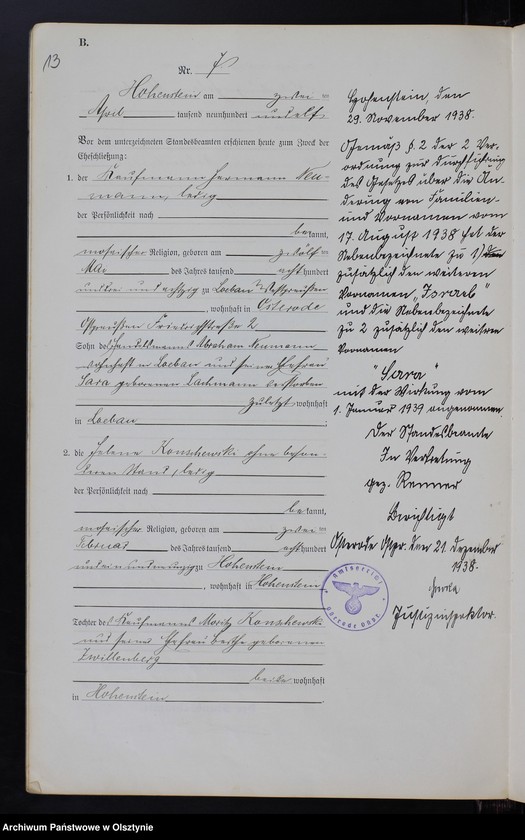 image.from.unit.number "Heirats-Neben-Register Nr 1 - 19"