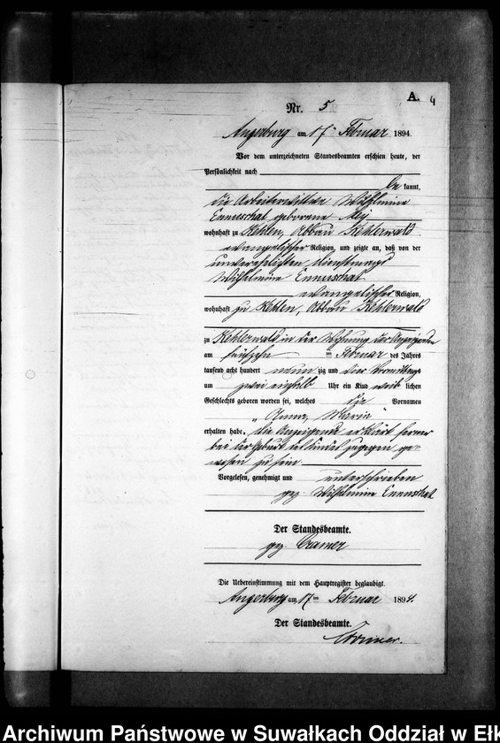 image.from.unit.number "Geburts-Neben-Register des Preussischen Standes-Amtes Kehlen Kreis Angerburg"