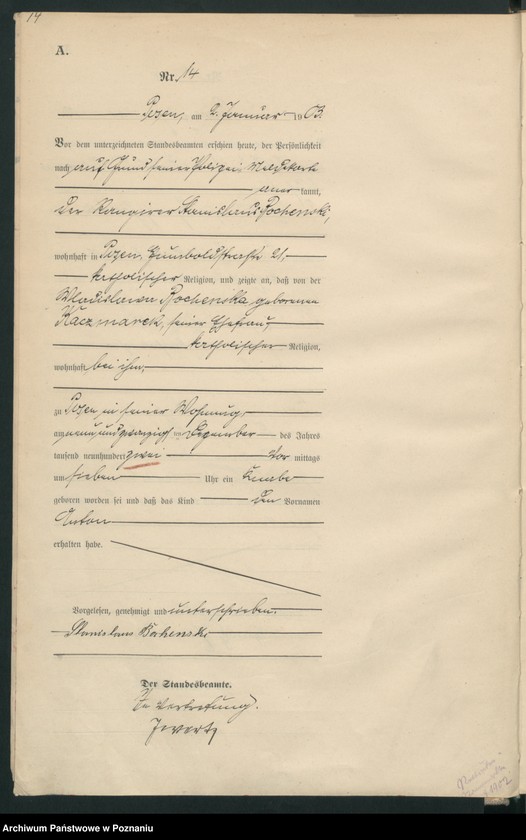 Obraz 17 z jednostki "Księga urodzeń tom I"