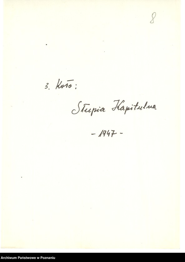Obraz 11 z jednostki "Współdziałanie Zarządu Głównego Związku Powstańców Wielkopolskich z kołami: 1. Ryczywół [1949] 2. Sieraków [1947-1948] 3. Słupia Kapitulna [1947] 4. Słupsk [1948-1949] 5. Starogard [1947-1948] 6. Stęszew [1947] 7. Sulęcin [1947-1948] 8. Swarzędz [1946-1949] 9. Szamotuły [1947-1949] 10. Szczecin [1946-1949] 11. Śmigiel [1946-1949] 12. Śrem [1947-1949]"