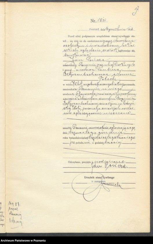 Obraz 19 z jednostki "Księga miejscowa zgonów tom IV [Rejestr główny zgonów]"