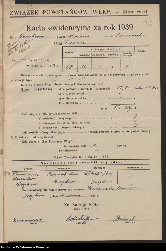 Obraz 17 z jednostki "Borzykowo, powiat Września - akta koła."