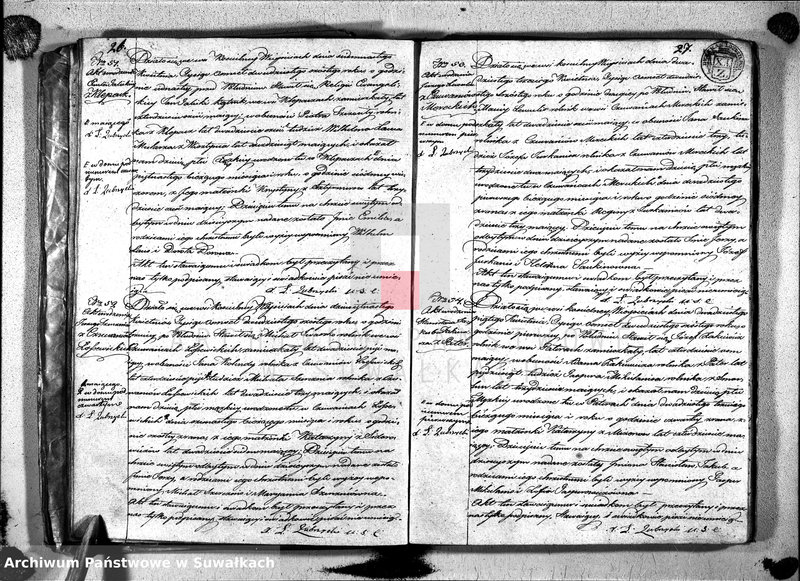 image.from.unit.number "Duplikat aktów urzędnika stanu cyvilnego względem urodzenia, małżeństwa i zeszłych parafii wieysieyskiey na rok 1826, tom I"