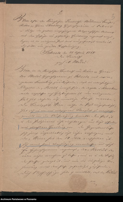 Obraz 6 z jednostki "Acta betreffend den in Orzeszkowo Kreis Schroda /Środa/ am 23.April 1864 verhafteten, angeblichen Holzkaufmann Josef Redlich aus Raszkowo, Kreis Adelnau /Odolanów/."