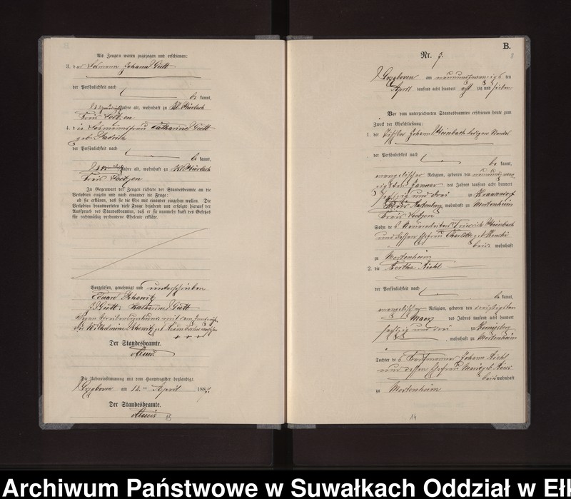 image.from.unit.number "Heiraths-Neben-Register des Preussischen Standes-Amtes Gross Stürlack Kreis Loetzen"