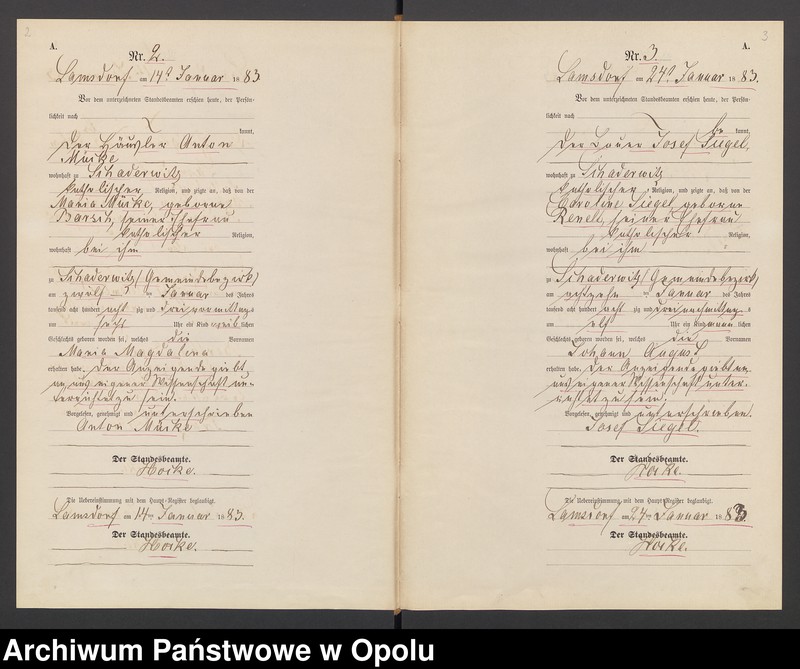 image.from.unit "Geburts-Neben-Register des Standesamts Lamsdorf No 15 pro 1883"