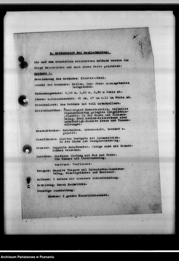 Obraz 9 z jednostki "Schätzungs-Gutachten betreffend das Grundstück in Posen, Adolf Memelstrasse 4."