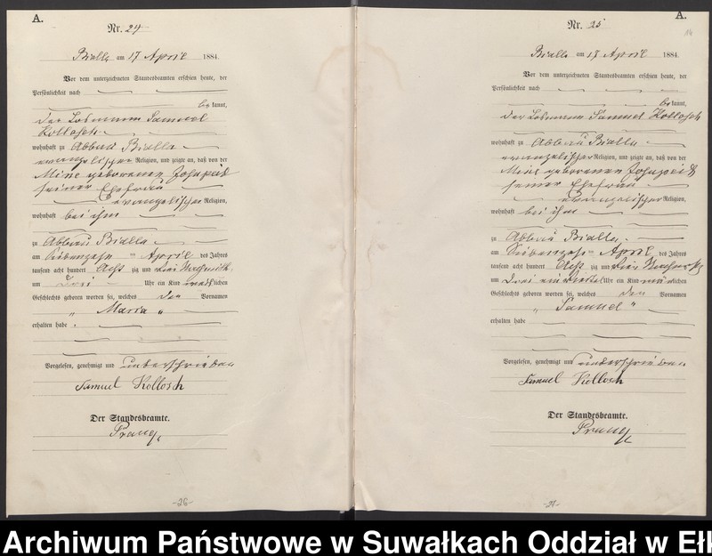 image.from.unit.number "Geburts-Haupt-Register des Königlichen Preussischen Standes-Amtes Bialla Kreis Johannisburg"