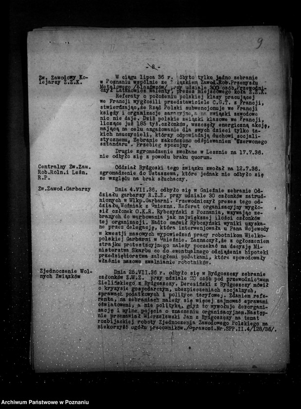 Obraz 13 z jednostki "Sprawozdania okresowe ze stanu bezpieczeństwa za miesiące lipiec-grudzień 1936 r. /nr 7-12/"