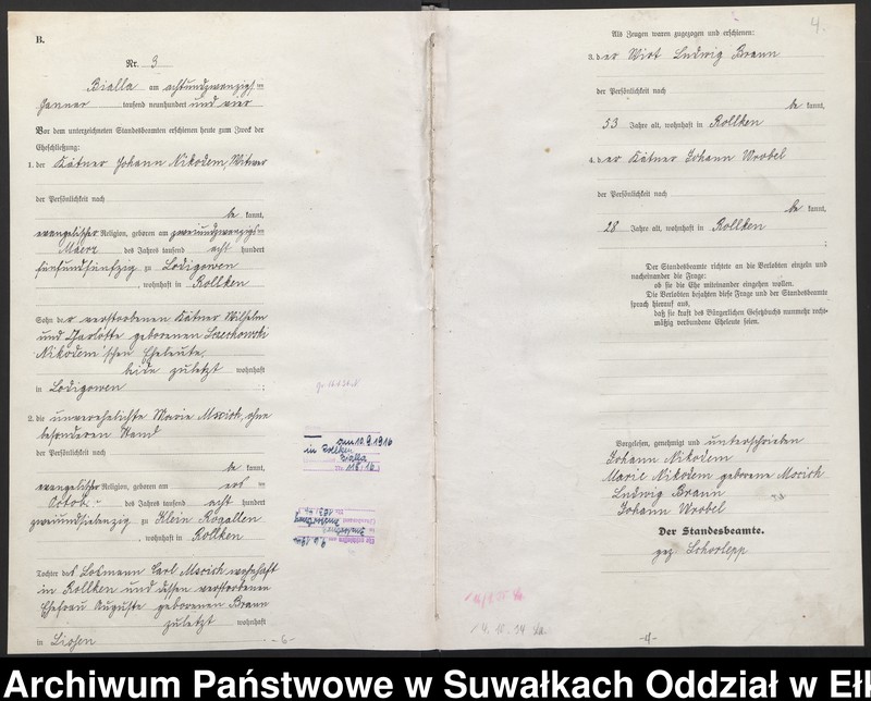 image.from.unit.number "[Heirats-Neben-Register des Königlichen Preussischen Standes-Amtes Bialla Kreis Johannisburg]"