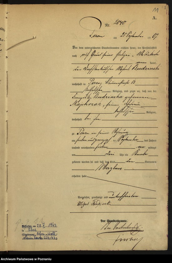 Obraz 13 z jednostki "Księga miejscowa urodzeń tom V [Rejestr główny urodzeń]"