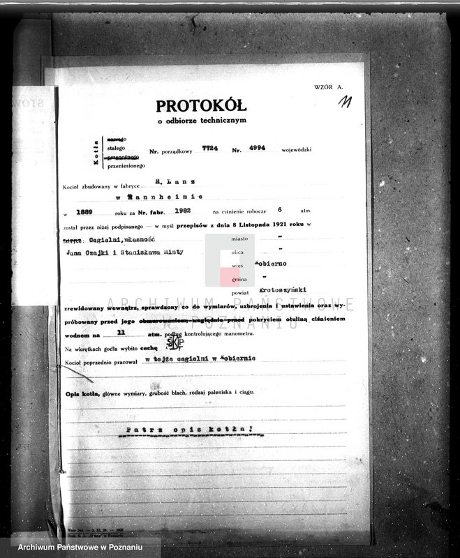 Obraz 16 z jednostki "Cegielnia w Kobiernie, pow. krotoszyński własność J. Czajka i St. Minta nr woj. kotła 4994"