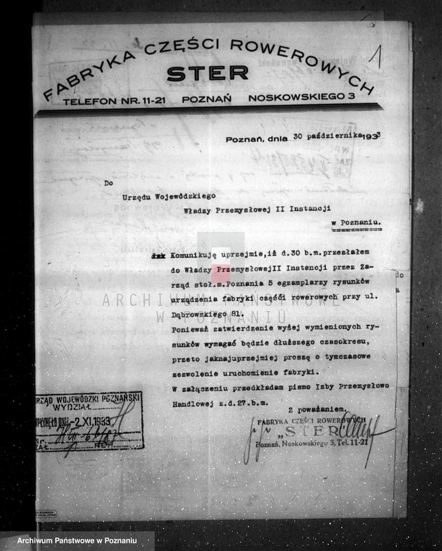 Obraz 5 z jednostki "Zatwierdzenie fabryki części rowerowych Helminy Weinberg w Poznaniu"