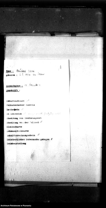 Obraz 5 z jednostki "Ehemalige Heimkinder von 1941 bis 30 V 1942, S-Z. [Przyjęcia i przekazania dzieci, litera S-Z]."