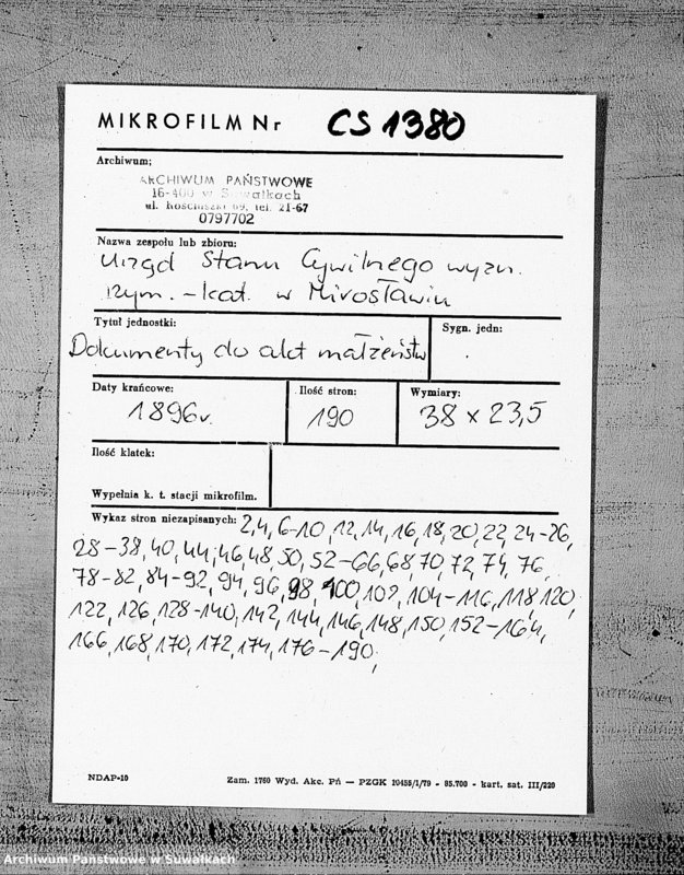 image.from.unit.number "Dokumenty Mirosławskago Rimsko- Katoličeskago Prichoda za 1896 god"