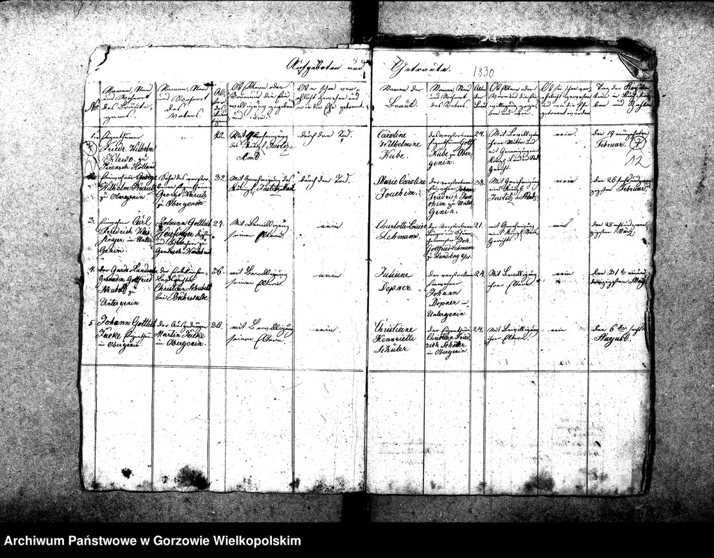 image.from.unit.number "Duplikate der Kirchenbücher von der Parochie Genninsch Warthebruch: Spiegel (Poźrzadło), Blumenthal (Kwiatkowice), Ludwigsthal (Trzęsów), Bergenhorst (Gorzębia), Haferwiese (Gosławka), Pollychener Hollander (Nowe Polichno), Gross Rehne (Rań), Alt Gennin (Jeninek), Ober Gennin (Jeniniec), Unter Gennin (Podjenin)"