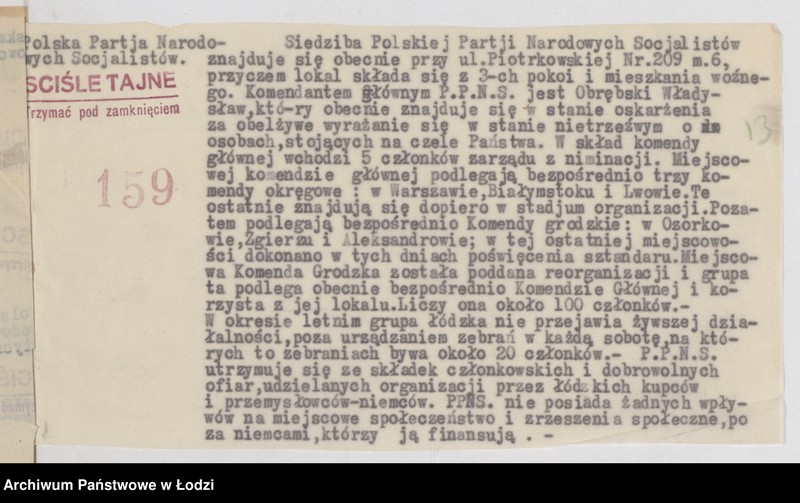 Obraz 17 z jednostki "Wycinki z meldunków doraźnych różnych polskich organizacji politycznych [prawicowych i narodowo-socjalistycznych]"